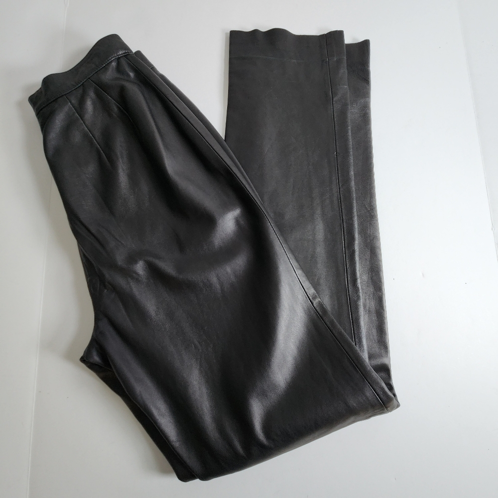 Dana Buchman Lamb Skin Leather Black Pants Size 2 - Picture 3 of 16